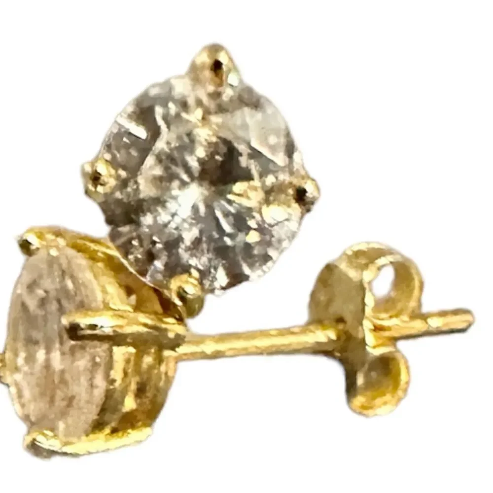 Children’s 925 Gold Zirconia Stud Earrings – One Missing Back